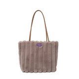 Coffee color Faux Fur Tote Bag with Large Capacity, Soft Plush Material & Adjustable Handle – Stylish Shoulder Handbag for Women, Perfect for Daily Commute and Casual Wear