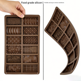 2-Piece Dubai Rectangle Chocolate Silicone Mold Set – Food-Grade, Easy Release, Heat-Resistant Baking Molds for Chocolate, Candy, and Cake(Chocolate bars) - Top-Down View