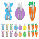 Carrot 18-Piece Easter Cutlery Holders Set – 3 Identical Sets of 6, Festive Tableware Decor for Holiday Dining and Party Use - Front View