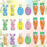 Carrot 18-Piece Easter Cutlery Holders Set – 3 Identical Sets of 6, Festive Tableware Decor for Holiday Dining and Party Use - 45-Degree Angle