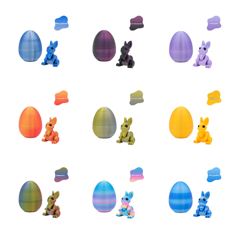 3-Piece Blue-green gradient Easter Surprise Egg Set – Identical Interactive Figurines with Hinged Shell, Collectible Holiday Display Toy