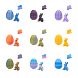 3-Piece Blue-green gradient Easter Surprise Egg Set – Identical Interactive Figurines with Hinged Shell, Collectible Holiday Display Toy - Top-Down View