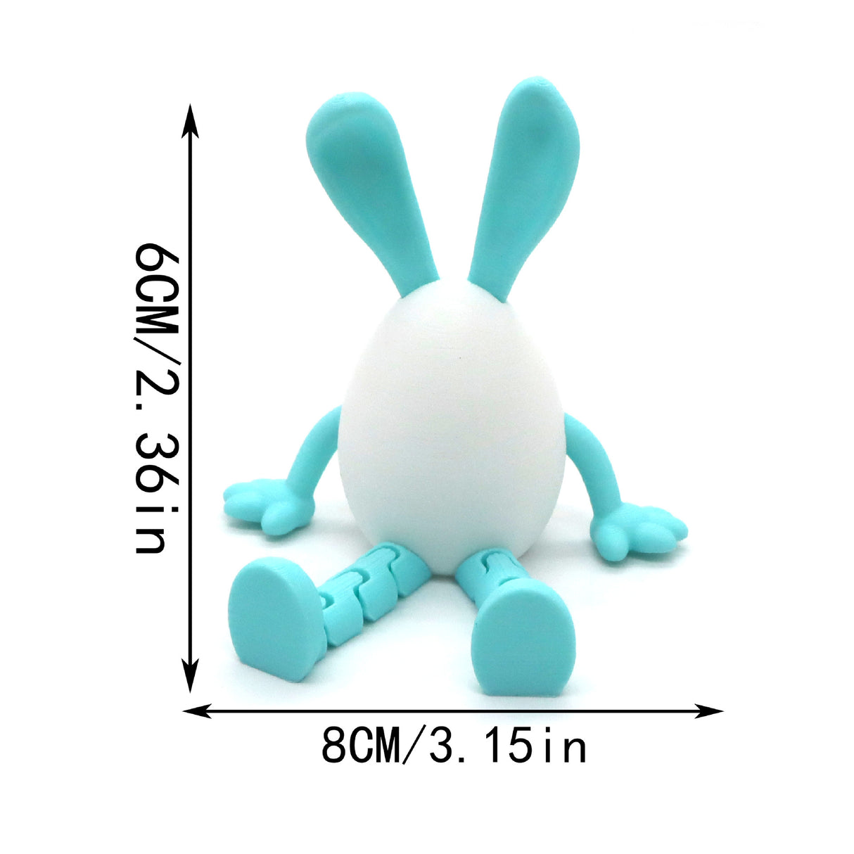 3-Piece Blue-green gradient Easter Figurine Set – Identical Poseable Egg-Shaped Toys for Holiday Display and Interactive Play
