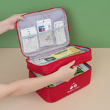 Beige Medium Double-Layer Medicine Organizer – Portable First Aid Storage Case with Multiple Compartments for Home & Travel