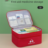 Dark blue Medium Double-Layer Medicine Organizer – Portable First Aid Storage Case with Multiple Compartments for Home & Travel - Side View