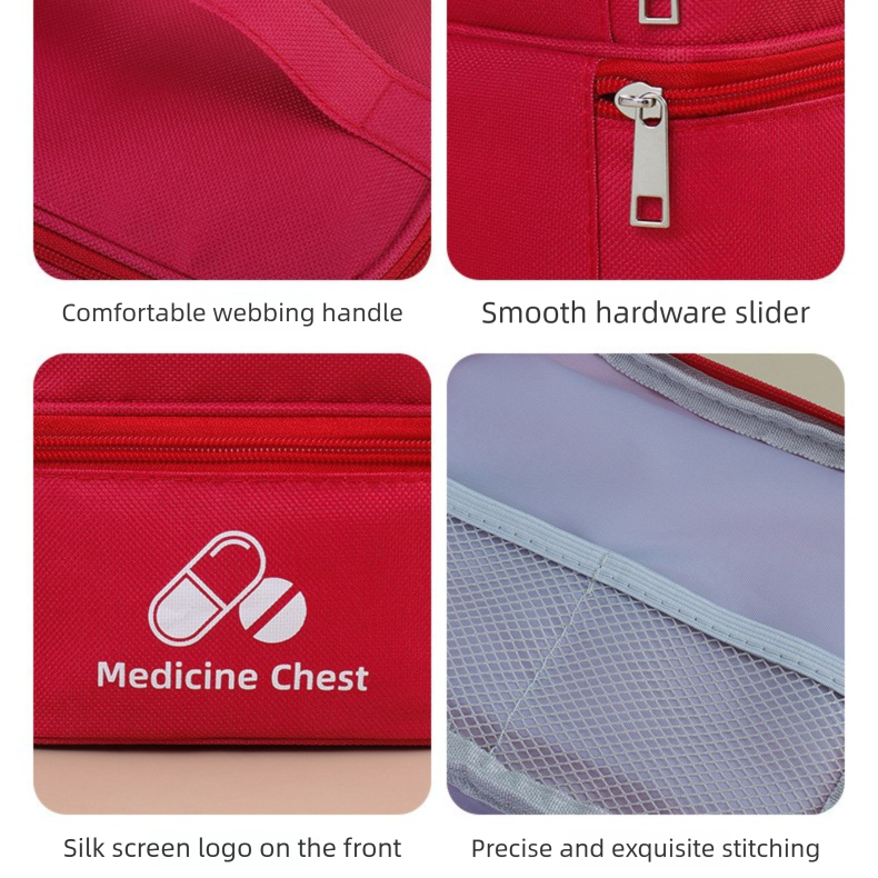Dark blue Medium Double-Layer Medicine Organizer – Portable First Aid Storage Case with Multiple Compartments for Home & Travel