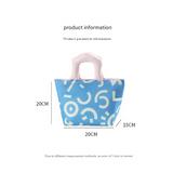 Pink Insulated Lunch Bag – Multi-Color Printed Tote with Padded Handle for Students & Office Workers