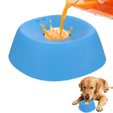 Blue bowl, white ball Slow Feeding Dog Bowl with Built-In Rolling Ball – Anti-Spill Pet Lick Dish for Healthy Eating Habits - Front View