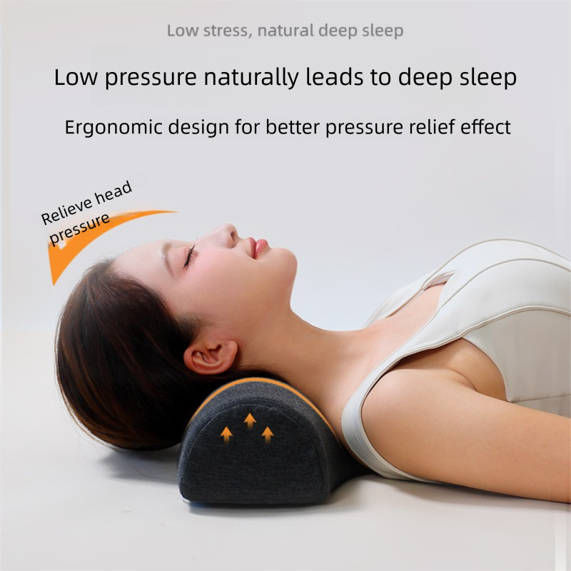 Light grey Cervical Support Pillow – Memory Foam Core with Ergonomic Design for Neck Pain Relief and Deep Sleep(Ice Silk Style)