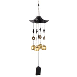 Brass Wind Chime with Wooden Pagoda Top – Elegant Metal Door & Home Decor Ornament
