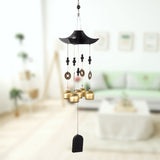 Brass Wind Chime with Wooden Pagoda Top – Elegant Metal Door & Home Decor Ornament
