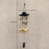 Brass Wind Chime with Wooden Pagoda Top – Elegant Metal Door & Home Decor Ornament - Top-Down View