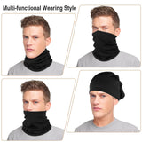 Black and gray Multi-Functional Thermal Neck Gaiter – Windproof, Stretchable Face & Head Cover for Skiing, Cycling, Hiking and Outdoor Activities - 45-Degree Angle