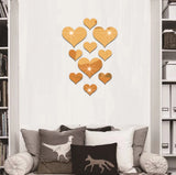 2-Pack Heart-Shaped Acrylic Mirror Wall Decals – Multi-Size Set (Max ~10.5cm), Silver & Gold Finish, Removable Decorative Stickers