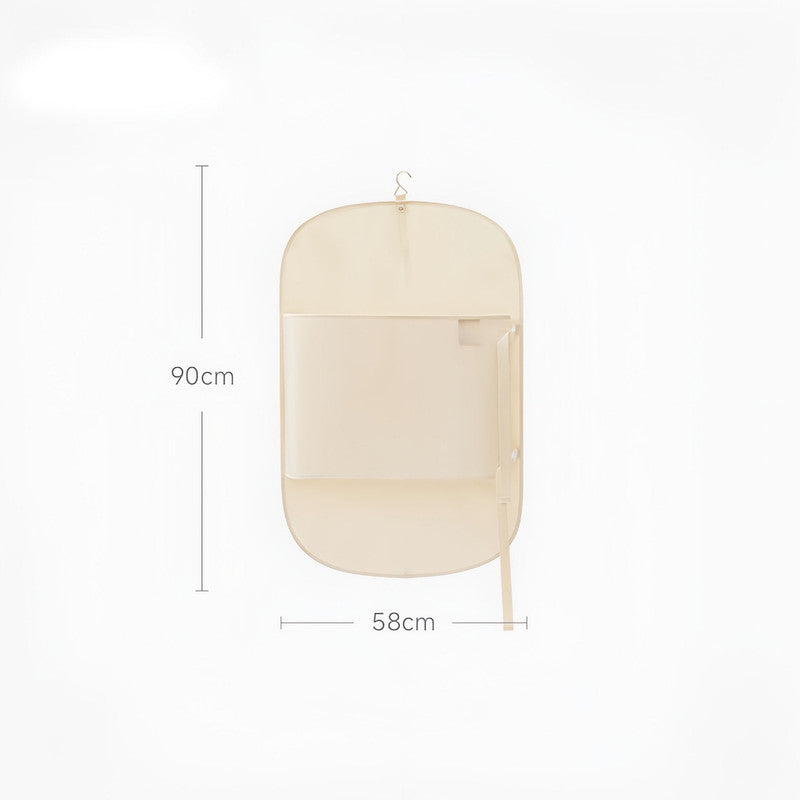 Apricot color Foldable Hanging Compression Board for Wardrobe Organization – 90×58 cm Ultra-Thin Garment Organizer with Adjustable Side Straps and Top Buckle, Holds Up to 30 Thin Jackets