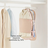 Pink Foldable Hanging Compression Board for Wardrobe Organization – 90×58 cm Ultra-Thin Garment Organizer with Adjustable Side Straps and Top Buckle, Holds Up to 30 Thin Jackets - Front View