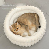 Grey Plush Round Pet Bed with Removable Cushion M Size, Thickened Warm Dog and Cat Nest for Small to Medium Pets, Cozy and Soft Sleeping Space for Home Use