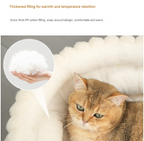 White Plush Round Pet Bed with Removable Cushion M Size, Thickened Warm Dog and Cat Nest for Small to Medium Pets, Cozy and Soft Sleeping Space for Home Use - Top-Down View