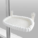 White Plush Cat Window Hammock with Strong Suction Cups, Faux Rabbit Fur Pet Bed for Cats and Small Dogs, Space-Saving Foldable Hanging Cat Perch for Sunbathing and Relaxation