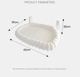 Grey Plush Cat Window Hammock with Strong Suction Cups, Faux Rabbit Fur Pet Bed for Cats and Small Dogs, Space-Saving Foldable Hanging Cat Perch for Sunbathing and Relaxation - Rear View