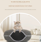 Light grey Felt Donut Cat Bed with Zipper Tunnel Toy, Double-Layer Pet Cave for Cats, M Size (50x20cm), Cozy Hideaway for Indoor Cats - Top-Down View