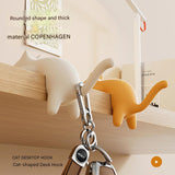 4-Pack Cat-Shaped Desk Hooks - No-Drill Adhesive Mount, Multi-Functional Side Table Organizer for Students & Home Office, Includes Black, Yellow, Pink & White ABS Plastic Hooks - Front View