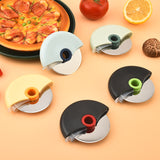 5-Pack Round Wheel Pizza Cutter Set with Protective Covers, Detachable Stainless Steel Pie Cutter, Easy Clean Kitchen Baking Tools - Front View