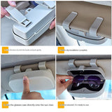 Black Universal Car Sun Visor Glasses Case, No-Damage Installation Sunglasses Holder, Protective Eyewear Storage Box for Car Interior Accessories - Top-Down View