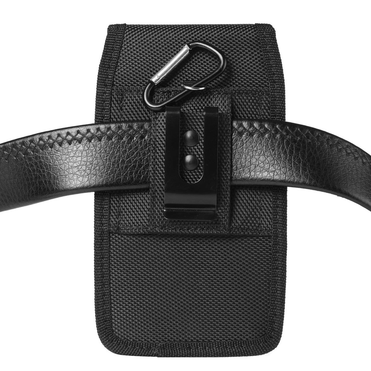 2-Pack Black Universal Heavy-Duty Nylon Belt Holster Pouch with Card Slot – Durable Oxford Cloth Waist Pack for iPhone 16 Pro Max & Android Phones – Vertical & Horizontal Carry Options (XL)
