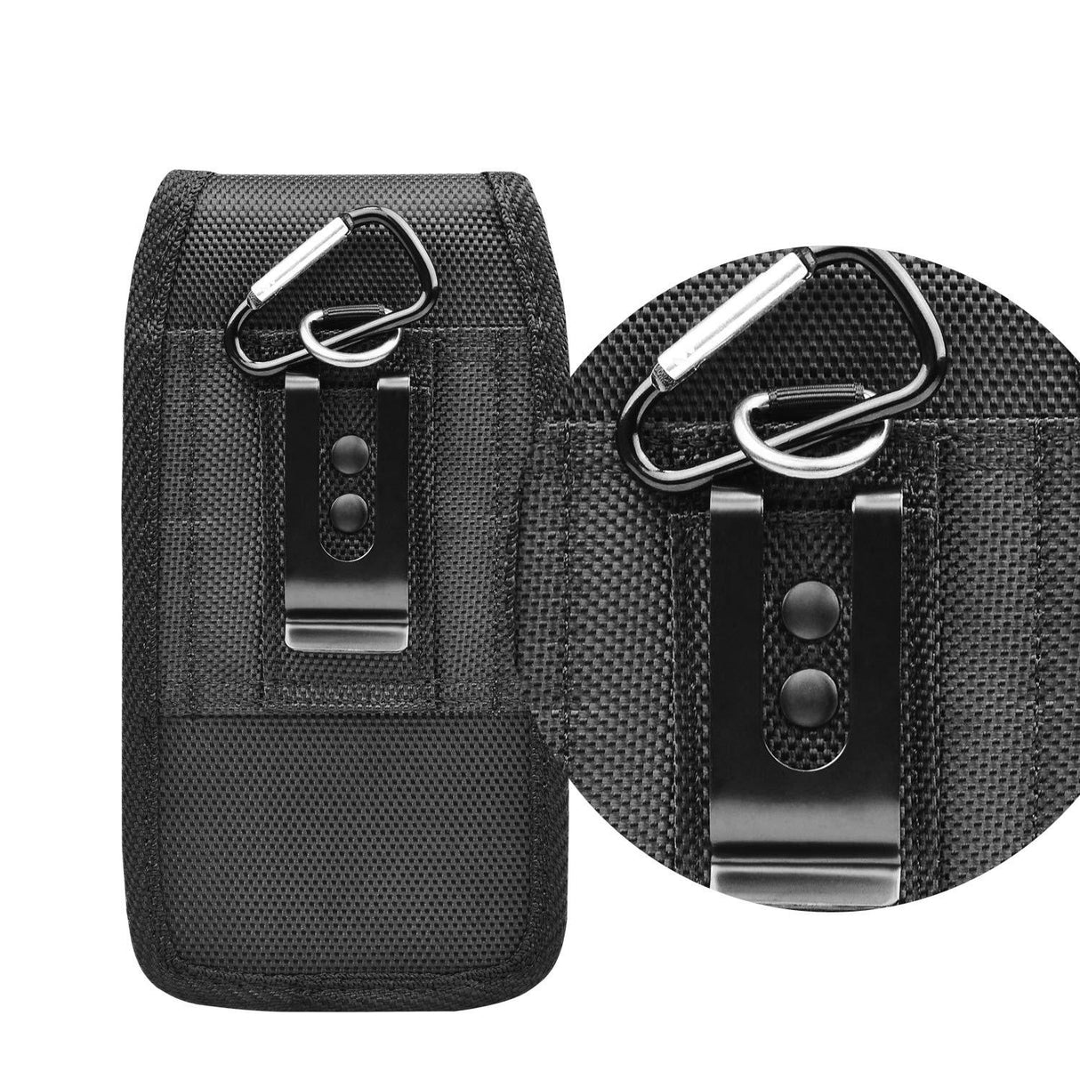 2-Pack Black Universal Heavy-Duty Nylon Belt Holster Pouch with Card Slot – Durable Oxford Cloth Waist Pack for iPhone 16 Pro Max & Android Phones – Vertical & Horizontal Carry Options (XL)