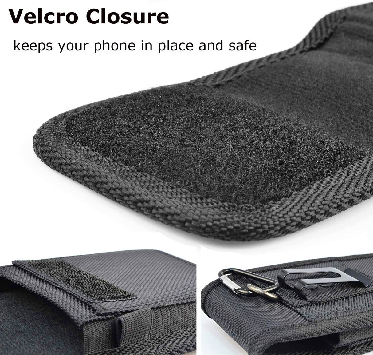 2-Pack Black Universal Heavy-Duty Nylon Belt Holster Pouch with Card Slot – Durable Oxford Cloth Waist Pack for iPhone 16 Pro Max & Android Phones – Vertical & Horizontal Carry Options (XL)