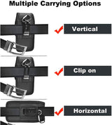 2-Pack Black Universal Heavy-Duty Nylon Belt Holster Pouch with Card Slot – Durable Oxford Cloth Waist Pack for iPhone 16 Pro Max & Android Phones – Vertical & Horizontal Carry Options (XL)