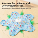 Automatic Cat Hunting Game Mat with 360° Teaser Wand, USB-C Rechargeable Interactive Pet Toy for Indoor Cats, Self-Entertainment Hide-and-Seek Play Mat, Durable Fabric & ABS Construction(Five-pointed star, beige) - Top-Down View
