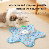 Automatic Cat Hunting Game Mat with 360° Teaser Wand, USB-C Rechargeable Interactive Pet Toy for Indoor Cats, Self-Entertainment Hide-and-Seek Play Mat, Durable Fabric & ABS Construction(Five-cent duck design) - Rear View