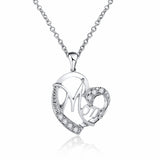 Silver MOM Heart Pendant Necklace with Rhinestones - Adjustable 47+5cm Chain, Lightweight Alloy Jewelry for Mother's Day Gift, Everyday Wear & Special Occasions - Elegant Letter Design for Women