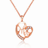 Rose gold MOM Heart Pendant Necklace with Rhinestones - Adjustable 47+5cm Chain, Lightweight Alloy Jewelry for Mother's Day Gift, Everyday Wear & Special Occasions - Elegant Letter Design for Women