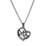 Yahai MOM Heart Pendant Necklace with Rhinestones - Adjustable 47+5cm Chain, Lightweight Alloy Jewelry for Mother's Day Gift, Everyday Wear & Special Occasions - Elegant Letter Design for Women