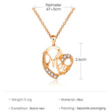Yahai MOM Heart Pendant Necklace with Rhinestones - Adjustable 47+5cm Chain, Lightweight Alloy Jewelry for Mother's Day Gift, Everyday Wear & Special Occasions - Elegant Letter Design for Women - 45-Degree Angle