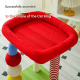 Colorful U-Shaped Cat Tree with Sisal Scratching Posts, Multi-Level Perch & Hanging Ball Toy - Compact Cat Climbing Frame for Small Spaces, Durable Fabric & Wood Construction for Kittens & Adult Cats - Front View