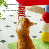 Colorful U-Shaped Cat Tree with Sisal Scratching Posts, Multi-Level Perch & Hanging Ball Toy - Compact Cat Climbing Frame for Small Spaces, Durable Fabric & Wood Construction for Kittens & Adult Cats - Top-Down View