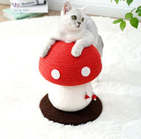 Red Mushroom Cat Tree with Sisal Scratching Post - Large Vertical Cat Climber, Durable Scratch-Resistant Design with Hanging Toys, Stylish Home Decor for Indoor Cats(340mm*280mm)