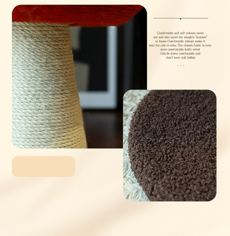 Brown Mushroom Cat Tree with Sisal Scratching Post - Large Vertical Cat Climber, Durable Scratch-Resistant Design with Hanging Toys, Stylish Home Decor for Indoor Cats(500mm*330mm)