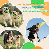 7-Piece Red and Green Durable Cotton Rope Dog Toy Set - Washable Knotted Ball & Tug Toys for Aggressive Chewers, Interactive Teeth Cleaning Pet Toy for Small to Medium Dogs & Cats - Side View
