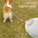 White Retractable Dog Leash with Luminous Rope 3M Anti-Tangle Automatic Extension Pet Walking Rope for Small to Medium Dogs Comfortable Grip and Lightweight Wrist Strap for Night Walks - Front View