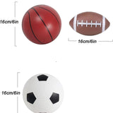 3-Pack 16cm Inflatable Sports Balls Set PVC Mini Soccer Basketball Rugby for Toddlers Kindergarten Outdoor Play Includes Hand Pump for Easy Inflation - 45-Degree Angle