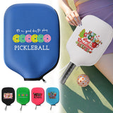 Black Neoprene Pickleball Paddle Cover Protective Case with Fun Graphic Design Durable Beach Tennis Racket Sleeve Bag for Table Tennis Paddles Shockproof Sports Equipment Storage(Style:3) - Side View