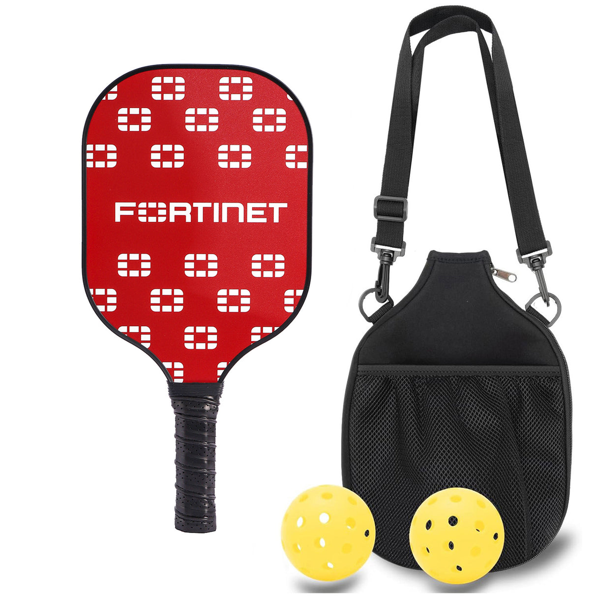 Professional Carbon Fiber Pickleball Paddle Set with Advanced Polymer Core - Includes Outdoor Balls & Portable Mesh Carry Bag(LT-605)