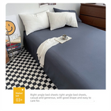 Haze gray Washed Cotton Bedding Set - Solid Color Fitted Sheet Style, 4-Piece Set for 1.5m Bed, Includes 10 Random Color Quilt Fasteners(1.5m) - Low Angle