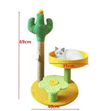 Yellow Cactus Pineapple Cat Tree with Scratching Post & Cozy Perch - Multi-Level Cat Tower with Flower Platform and Hanging Ball for Indoor Cats