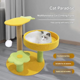 Pineapple Pineapple Cat Tree with Scratching Post & Cozy Perch - Multi-Level Cat Tower with Flower Platform and Hanging Ball for Indoor Cats - Side View